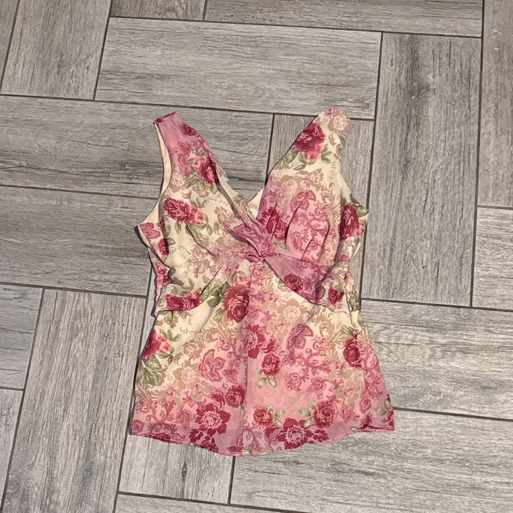 Apt. 9 Pink Floral Wrap Blouse